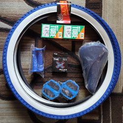 NEW Bicycle Bmx Parts Bundle 24" Blue