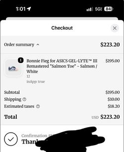 ASICS Gel Lyte lll Ronnie Fieg Salmon Toe 15th Anniversary Size 12 US Men’s