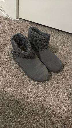 Gray Suede UGG Boots with Knit Cuff