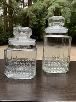 Storage Containers Glass (set of 2) 5x5 Square Height 7 And 9 Inch
