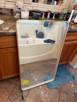 Gold trim LED mirror