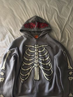 Mickey Mouse Skeleton Zip-Up Hoodie – Gray – 2XL