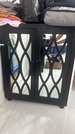 Mirror black furniture with shelves