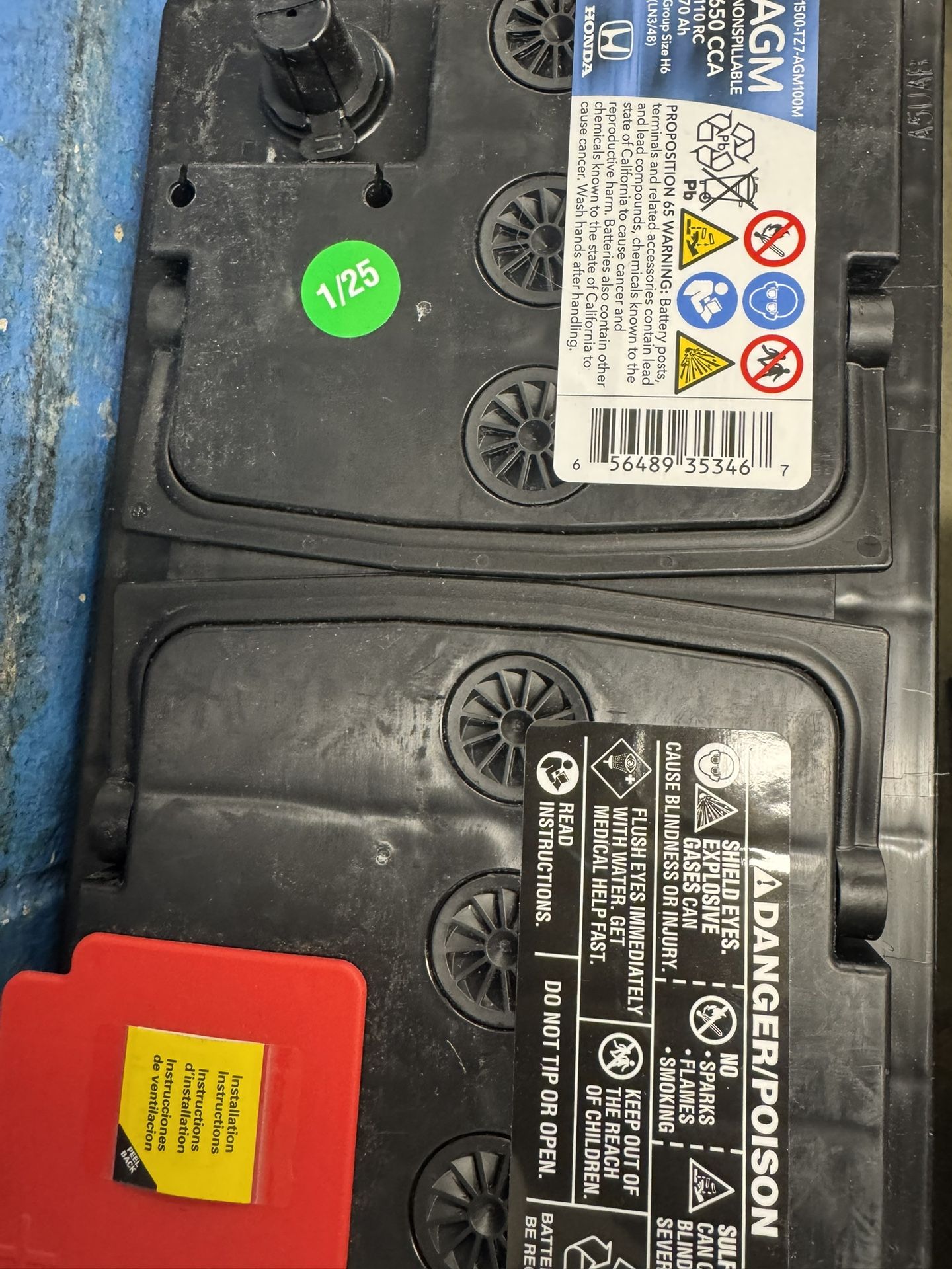 Honda Acura Battery Agm 31500-TZ7-AGM100m 650cca