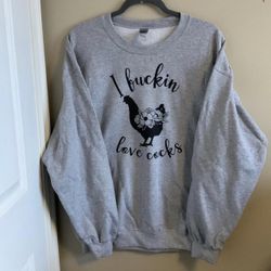 New Adult Humor Chicken Sweatshirt 