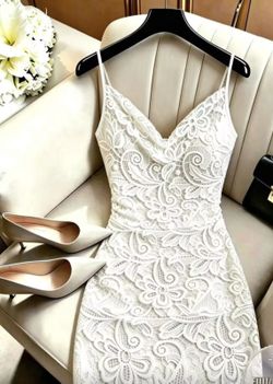 Women's Lace Sexy Romantic Date Dinner Date Birthday Fashion Dinner Party Short Spaghetti Strap Dress Wedding White Floral Summer