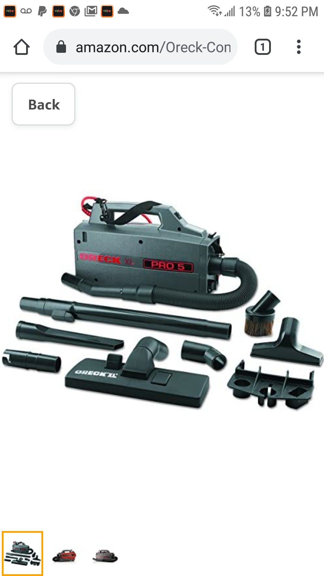 Oreck Commercial BB900DGR XL Pro 5 Super Compact Canister Vacuum, 30' Power Cord