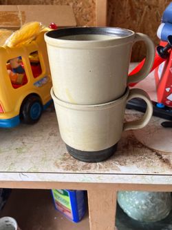 Stackable Ceramic Coffee Mugs Set of 2