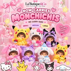 Monchhichi Plush Dolls Pokémon and Sanrio Themed