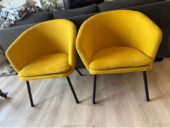 Set of yellow side chairs