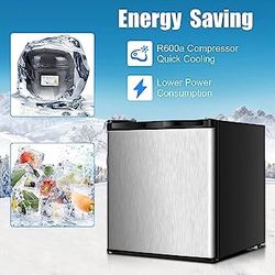 Compact Refrigerator, 1.1 Cu.Ft Mini Fridge Upright Freezer with Reversible Door and Adjustable Thermostat Control for Home Dorm Office