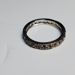 Art Deco/Vintage Citrine Infinity/Eternity Band Ring Size 7, Sterling Silver  925