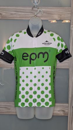 Unisex Small Bicycling Cycling Shirt Jersey Zipped White Green