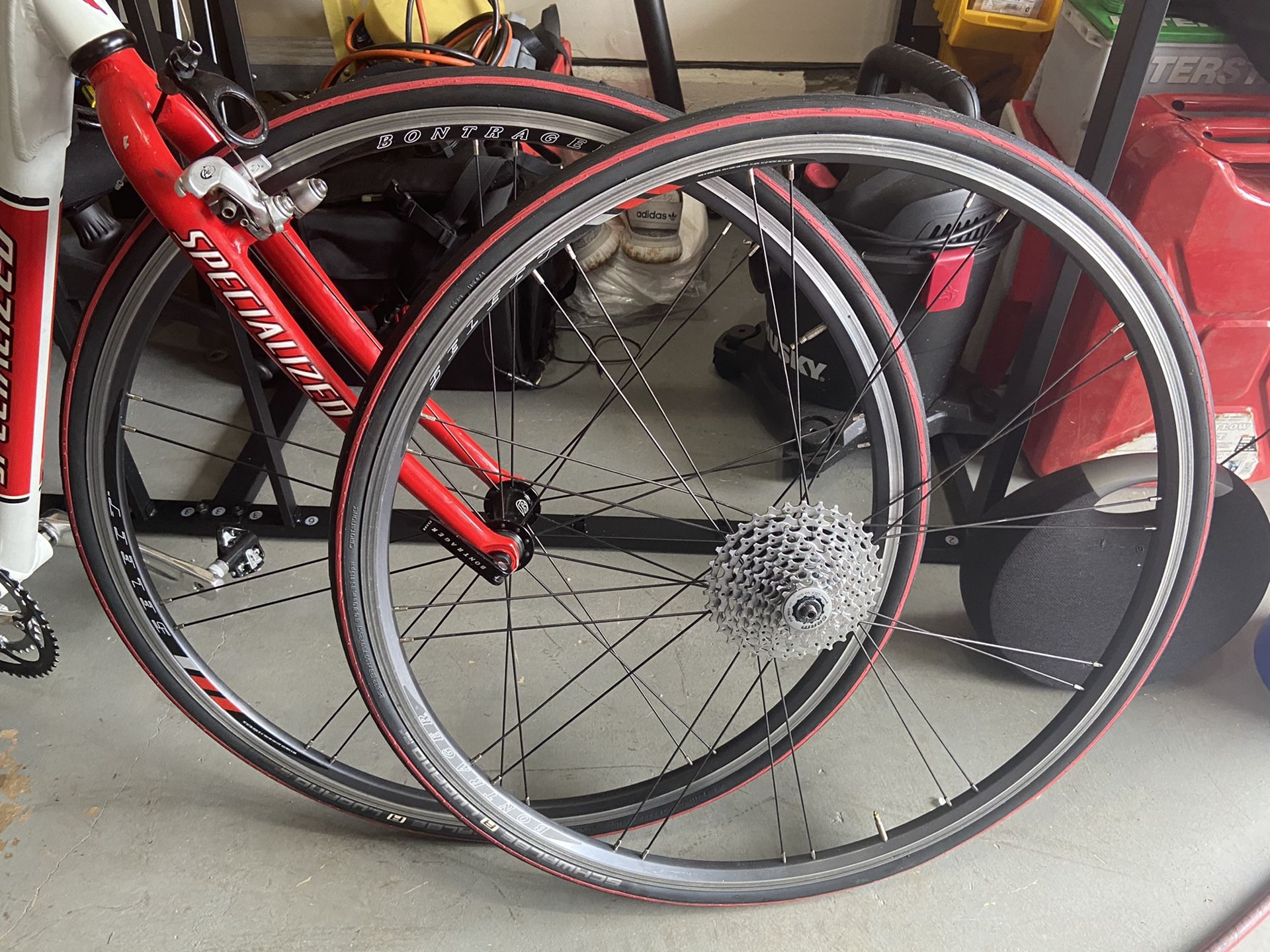 Road bike rims with new tubes and tires 700