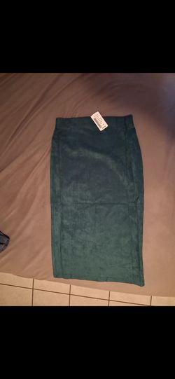 Love Culture Green Suede Midi Skirt