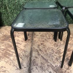 SQUARE BLACK GLASS SIDE TABLES 