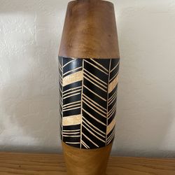Hand Carved Wooden Vase