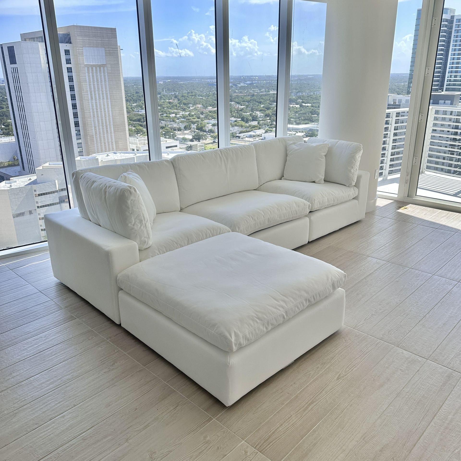 New White Sectional Cloud Couch Sofa