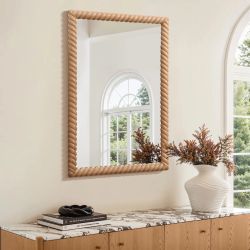 Beech Wood Frame Rectangle 35.4-Inch Tall Wall Mirror, Accent and Vanity ,A2343