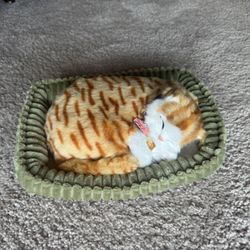 Perfect Petzzz Breathing KITTY CAT Sleeping 9" Plush Orange Tabby Striped