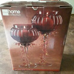 New Ruby Fluted Decorative Candle Holders 