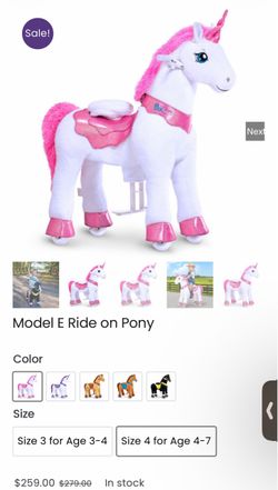 Model E Ride On Pony Unicorn Toy