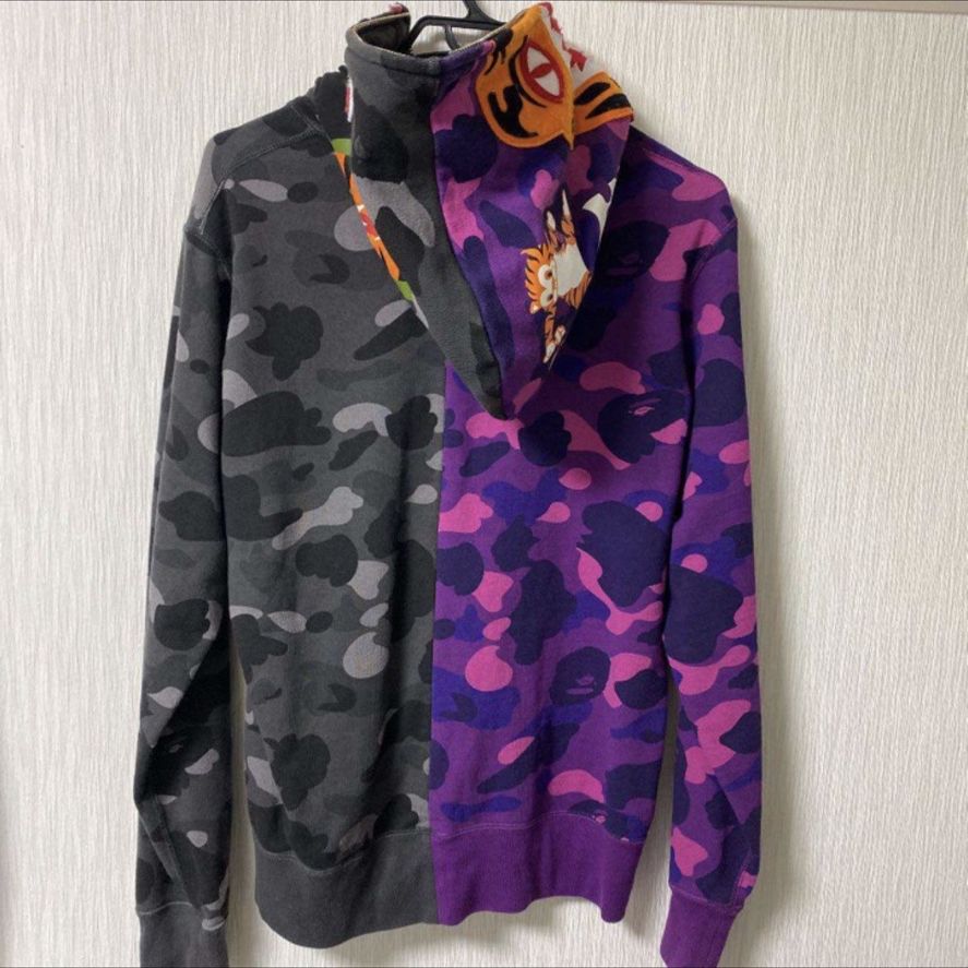 Large Splits Camo purple/black bape hoodie 