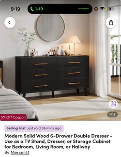 Two Modern Solid Wood 6 - Drawer