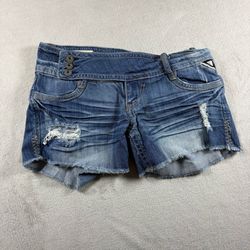1st Kiss Micro Mini Low Rise Denim Shorts Size 7 Jean Y2K Hottie Booty #1474