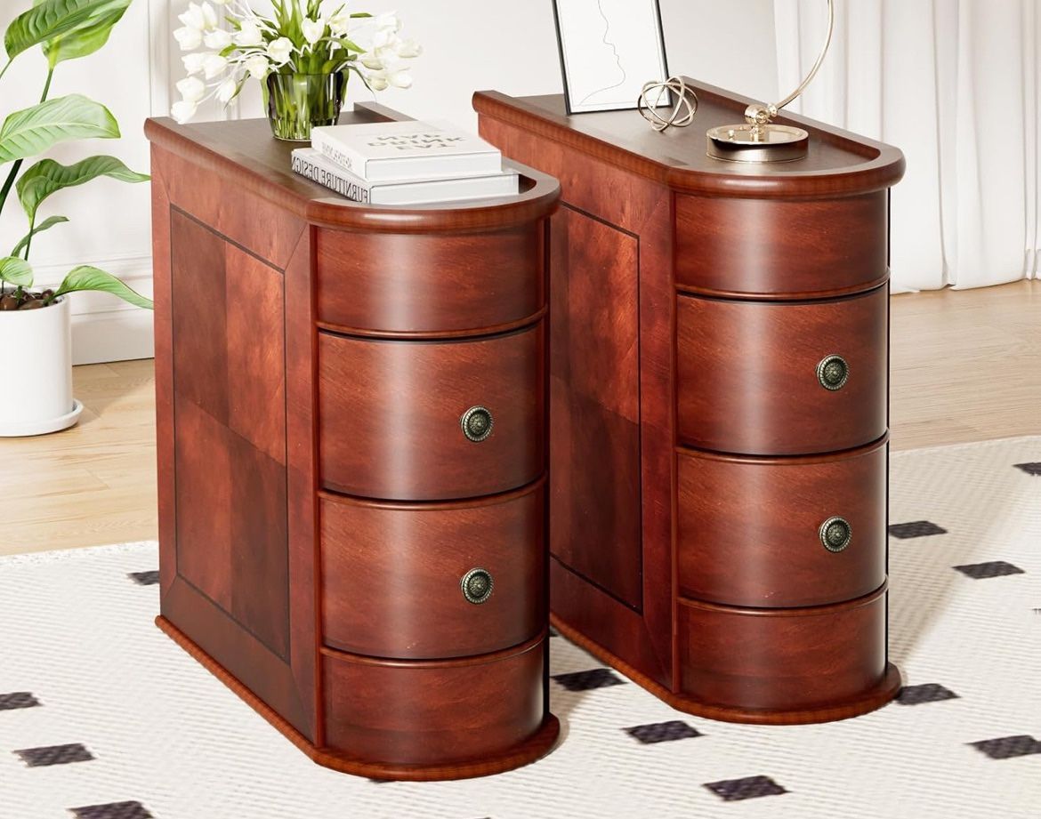 End Table,Narrow Side Table with 2  Drawers 