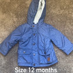 Toddler Infant Boy Puffer Warm Jacket Size 12 Months 