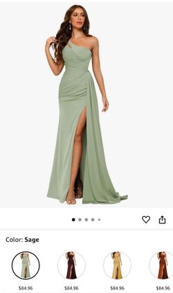 Women's One Shoulder Bridesmaid Dresses with Slit Mermaid Satin Pleated Formal Party Dress