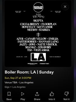 Selling two boiler room tix