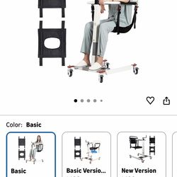 Patient Lift Transfer Chair, Portable Lift Aid for Elderly/Disabled, Bedside Commode Transport Chair