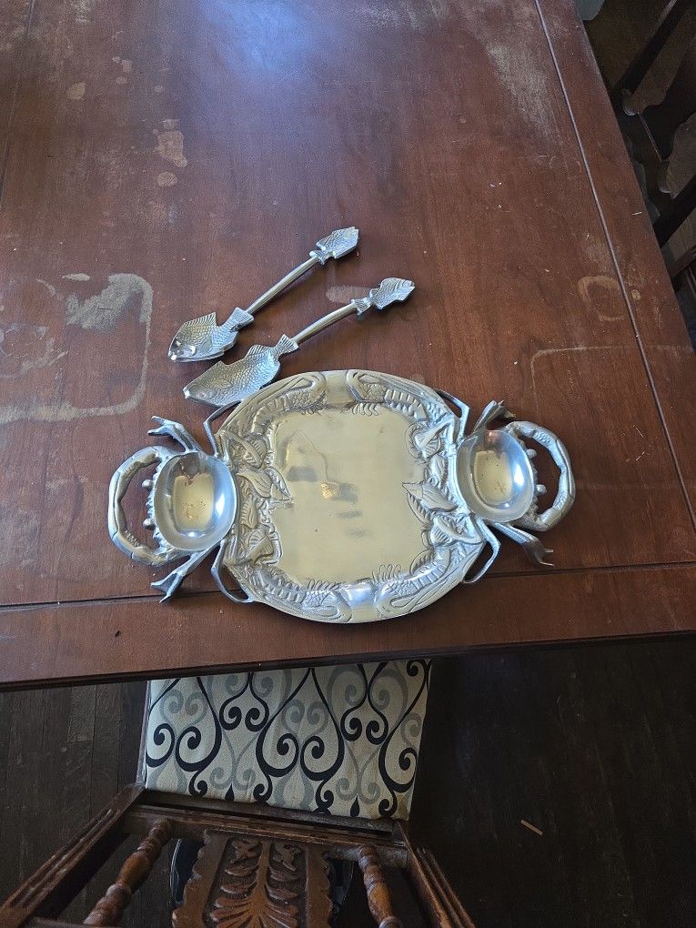 Crab Platter And Spoons