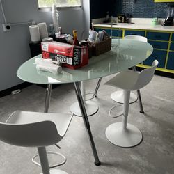 Glass And Chrome Dining Table 