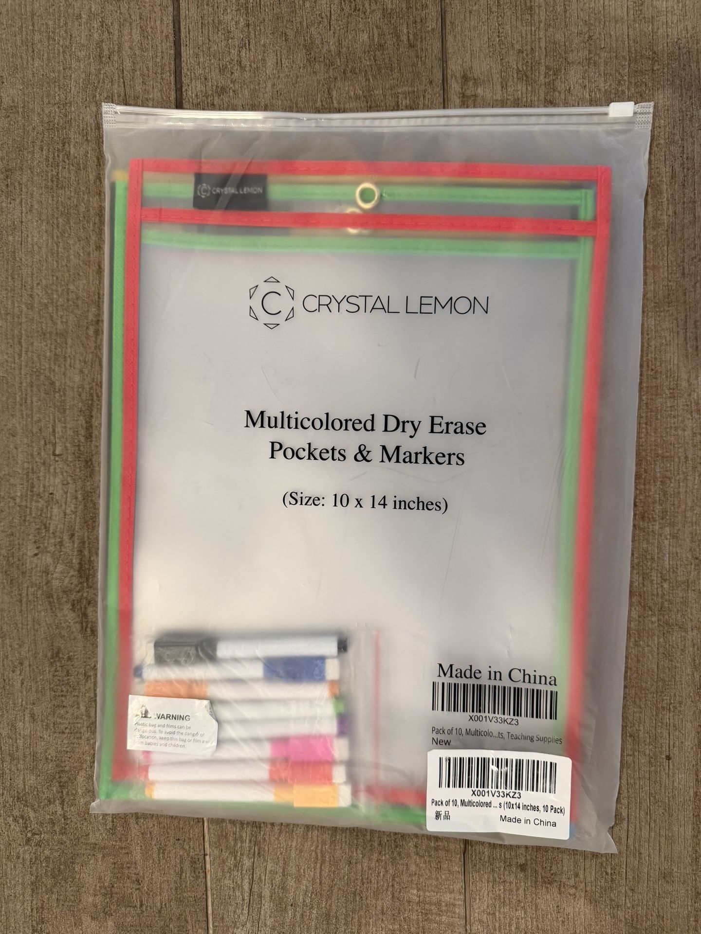 Multicolored Dry Erase Pockets
