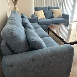 Teal Sofa and Loveseat / Coffee Table