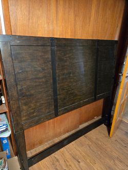 Rustic Wood and Metal Queen Bedframe and Nightstand