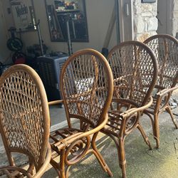Vintage Rattan Peacock Backed Chairs. 