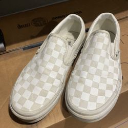 White Checkered Vans 