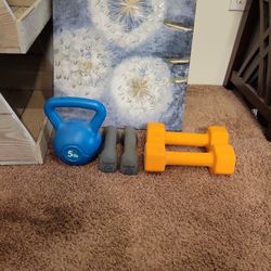 5lb Kettle Bell, 8lb Weight Set, & 3lb Weight Set