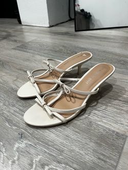 Madden Girl White Strappy Kitten Heel Sandals