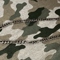  FIGARO DESIGN 20 INCH LONG NECKLACE  SOLID .925 STERLING SILVER