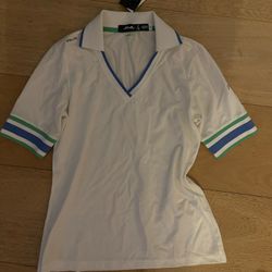 White Blue Striped Short Sleeve Ralph Lauren Golf Shirt