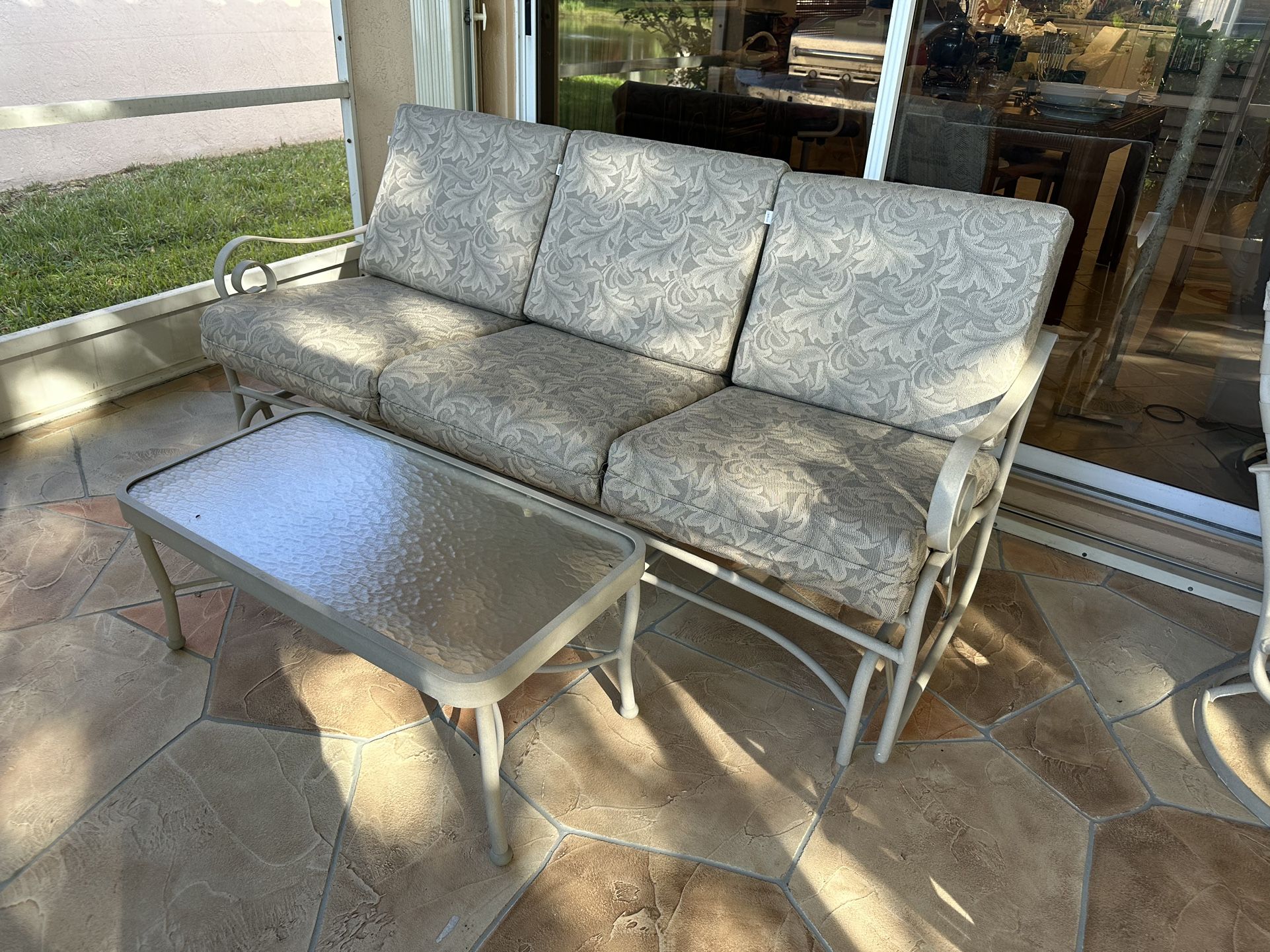 Patio Furniture - Glider Sofa, Coffee Table & lounge Chair