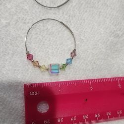 Silver hoop earrings with Swarovski crystals