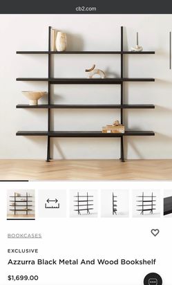 CB2 Azzurra Black Metal And Wood Book shelf