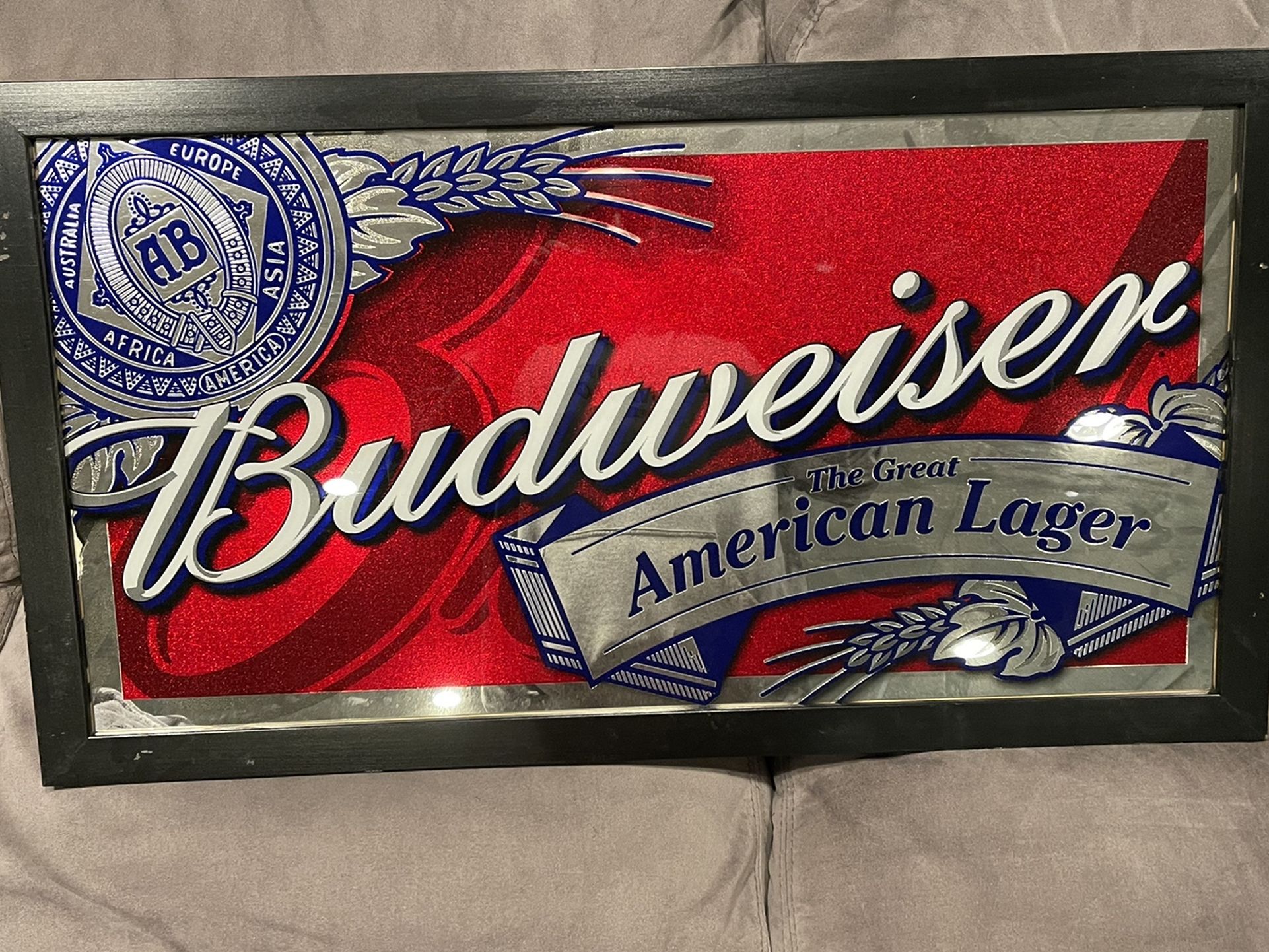 Budweiser Bar Mirror/Glass Sign Make Offer!