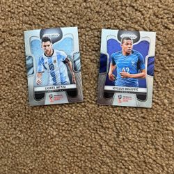 Lionel Messi And Kylian Mbappe World Cup Panini Prizm Cards